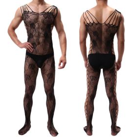 Men's Plus Size Jumpsuit Mesh Net Socks High Elasticity Hollow