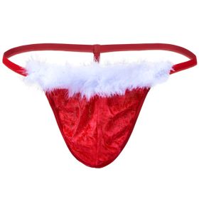 Men's Christmas Spoof T-shaped Panties Plush Cloth