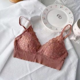 French Style Nude Feel Lace Triangle Cup Underwear Women's Bra (Option: Orange-3270AB)