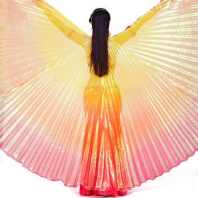 Transparent Belly Dance Colorful Wings Stage Props (Option: Orange red yellow)
