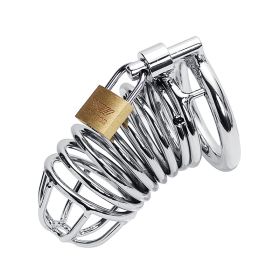 Metal Men's Chastity Lock Chastity Lock Bird Cage (Option: Silver With 4 5cm Ring)