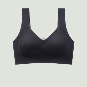 Seamless Underwear Women's Anti-sagging Small Chest Push Up (Option: Black-XL)