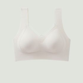 Seamless Underwear Women's Anti-sagging Small Chest Push Up (Option: Milky White-XL)