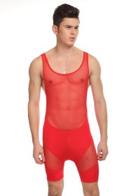 Men's mesh bodysuit (Option: Red-M)