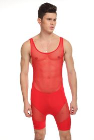 Men's mesh bodysuit (Option: Red-M)