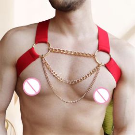Men's Elastic Band Clothing Accessories Adjustable Shoulder Strap (Color: Red)