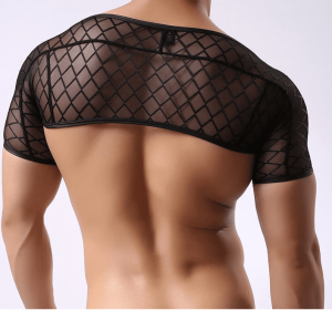 Fishnet Short Sleeve Crop Top (Option: Black-M)