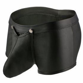 Men's Bullet Separation Patent Leather Boxer Briefs (Option: Black-M)