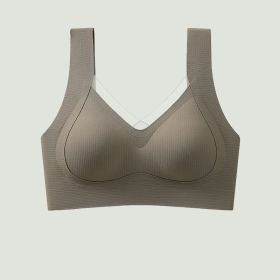 Seamless Underwear Women's Anti-sagging Small Chest Push Up (Option: Brown-XXL)
