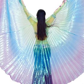 Transparent Belly Dance Colorful Wings Stage Props (Option: Green lake blue purple)
