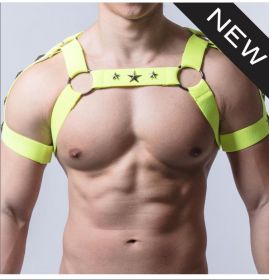Large Chest Band, Muscular Men's Fitness Sling, Vest, Shoulder Strap (Option: Fluorescent yellow-One Size)