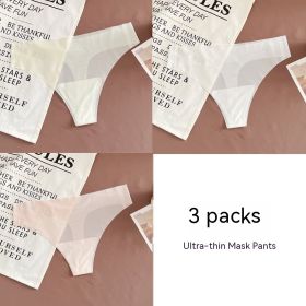 Mask Underwear Female Thin Section Traceless Ice Silk T-back (Option: Light green white light flesh-M)