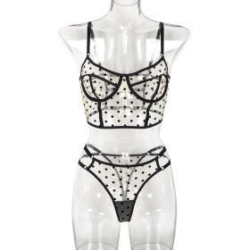 Dot Dots Transparent Sexy Underwear Two-piece (Option: Skin Color-S)
