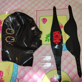 Latex Clothing Latex Head Cover Mobile Eye Mask Mask Braces Full Pack Latex Mask (Option: Set3)