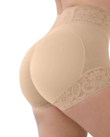 Corset Up And Down Lace High Waist Butt-lift Underwear Tight Briefs (Option: Skin Color-S)