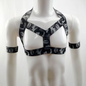 Men's Stage Performance Chest Strap (Option: Camouflage Gray-Free Size)