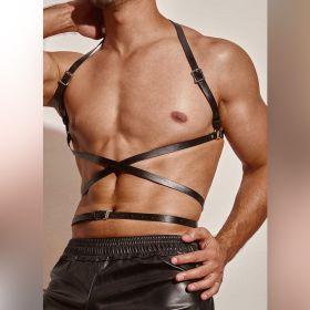 Men's PU Leather Body Strap (Color: Black)