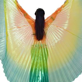 Transparent Belly Dance Colorful Wings Stage Props (Option: Yellow dark green orange)