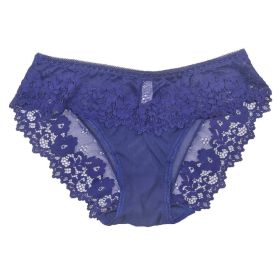 Women's Lace Nylon Underwear Plus Size Breathable And Transparent Mesh (Option: Blue-S)
