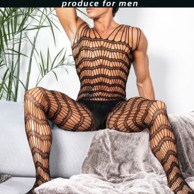 Men's Pantyhose Transparent Ultra-thin High Elastic Socks (Option: Black-W072-One size)
