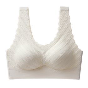 Seamless Back Shaping Bra Women's Small Chest Push Up Summer Thin Lace Bra (Option: White-M)