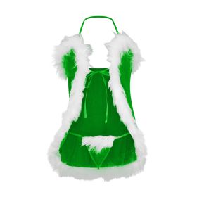 Women's Deep V Three-point Split Christmas Suit (Option: Green-S)