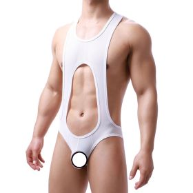 Men's Sculpting Fine Mesh Breathable One Piece Underwear For Men (Option: White-XL)