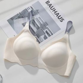 Soft Support Underwear Lightweight Breathable Soft Water Drop Cup Push Up Bra (Option: Milky White-L)