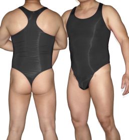 Men's Jumpsuit Exciting Convex Thong Nylon Body Shaping (Option: Black-S)
