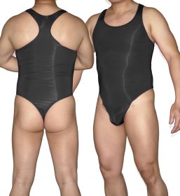 Men's Jumpsuit Exciting Convex Thong Nylon Body Shaping (Option: Black-L)
