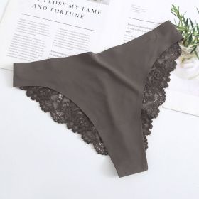New Lady Sexy T-back Lace Underwear (Option: Gray-S)