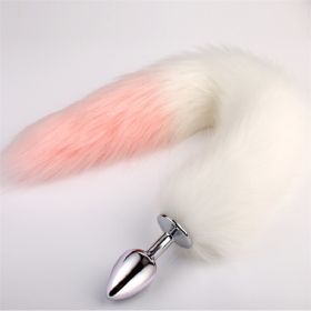 Metal Feather Anal Toys Fox Tail Anal Plug Erotic Anus Toy Butt Plug Sex Toys for Woman and Men Sexy Butt Plug Adult Accessories (Color: White pink)