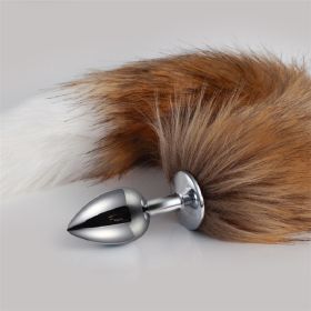 Metal Feather Anal Toys Fox Tail Anal Plug Erotic Anus Toy Butt Plug Sex Toys for Woman and Men Sexy Butt Plug Adult Accessories (Color: Brown)