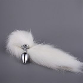 Metal Feather Anal Toys Fox Tail Anal Plug Erotic Anus Toy Butt Plug Sex Toys for Woman and Men Sexy Butt Plug Adult Accessories (Color: White)