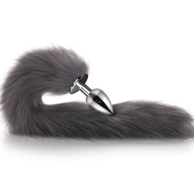 Metal Feather Anal Toys Fox Tail Anal Plug Erotic Anus Toy Butt Plug Sex Toys for Woman and Men Sexy Butt Plug Adult Accessories (Color: gray)