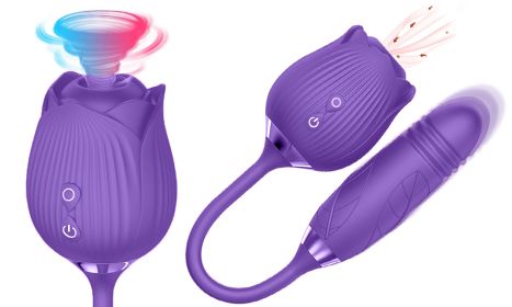 10 Speeds Vibration Suction Rose Nipple Clitoral Sucking Vibrator Sex Toy (Color: Purple)