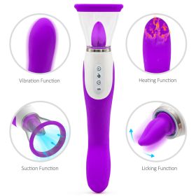 Fashion Sexy G Spott Female massage jacket2 in 1 Clitorial Stimulation Rose Shape toy for Women Funny Suction  Licking Toys Women Suck Clitorial Sucki (Color: Purple)