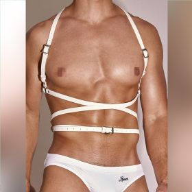 Men's PU Leather Body Strap (Color: White)