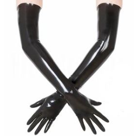 One-time Forming  Long Extra-thick Imported Materials Latex Gloves (Option: Black-S)