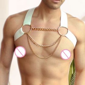 Men's Elastic Band Clothing Accessories Adjustable Shoulder Strap (Color: White)