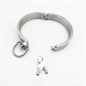 Simple Push-on Stainless Steel Collar With Lock Collar Restraint (Option: Silver-Mens)