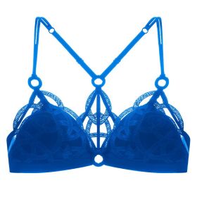 Women's Underwear Big Chest Small Push-up Thin (Option: Blue 075B-XL)