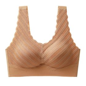 Seamless Back Shaping Bra Women's Small Chest Push Up Summer Thin Lace Bra (Option: Orange-2XL)