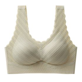 Seamless Back Shaping Bra Women's Small Chest Push Up Summer Thin Lace Bra (Option: Green-3XL)