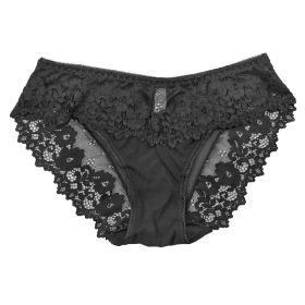 Women's Lace Nylon Underwear Plus Size Breathable And Transparent Mesh (Option: Black-M)