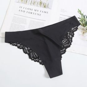 New Lady Sexy T-back Lace Underwear (Option: Black-L)