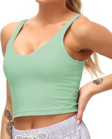 Ladies Multi-color Removable Chest Pad Breathable Shockproof Sports Workout Beauty Back Seamless Underwear (Option: Green-XL)