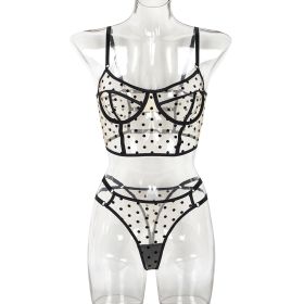 Dot Dots Transparent Sexy Underwear Two-piece (Option: Skin Color-XL)