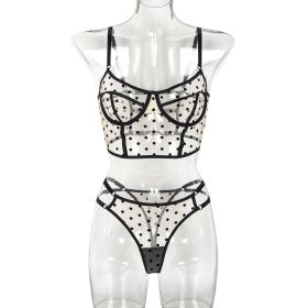 Dot Dots Transparent Sexy Underwear Two-piece (Option: Skin Color-XL)