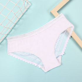Mid-low Waist Women's Briefs Ice Silk Stripes Seamless Underwear (Option: White-XL)